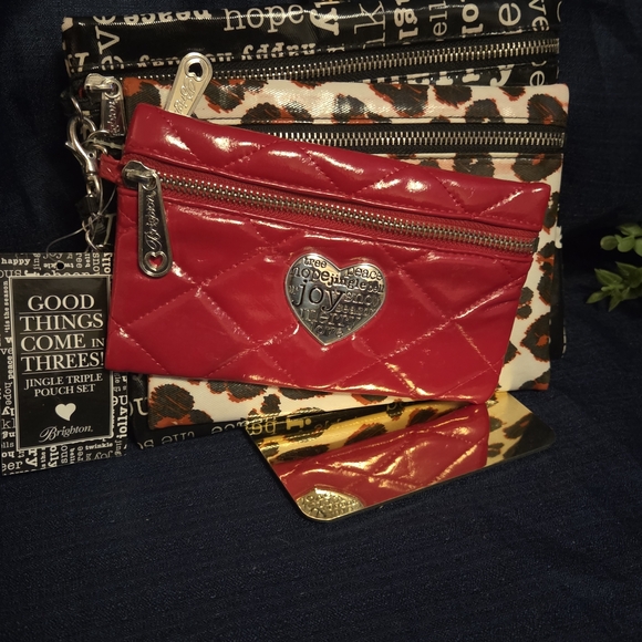Brighton Jingle Triple Pouch Set 3-in-1 Wristlet Leopard Red NWT - Picture 3 of 14